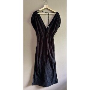 Kona Sol Sz Medium Gauzy Black 100% Cotton Dress Back Tie Swimsuit Coverup Beach